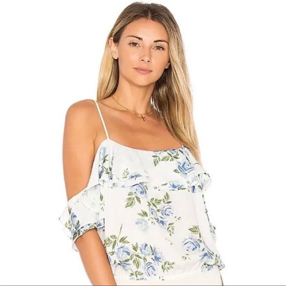 L’Academie Blue Floral Bodysuit Off the Shoulder Revolve Size Small - Picture 2 of 11